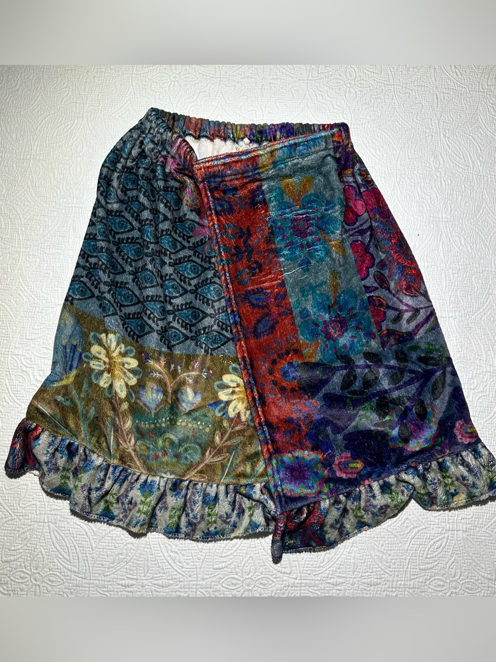 NATURAL LIFE Multicolor Boho Patchwork Velvet Skirt